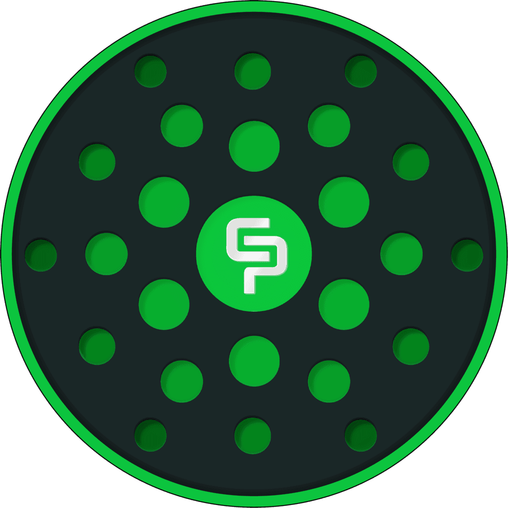 The CarPool stake pool logo — a dark disc of green Cardano-style dots around a CP monogram.